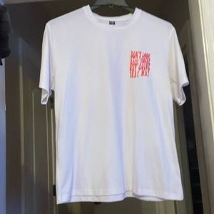 White and red graphic T